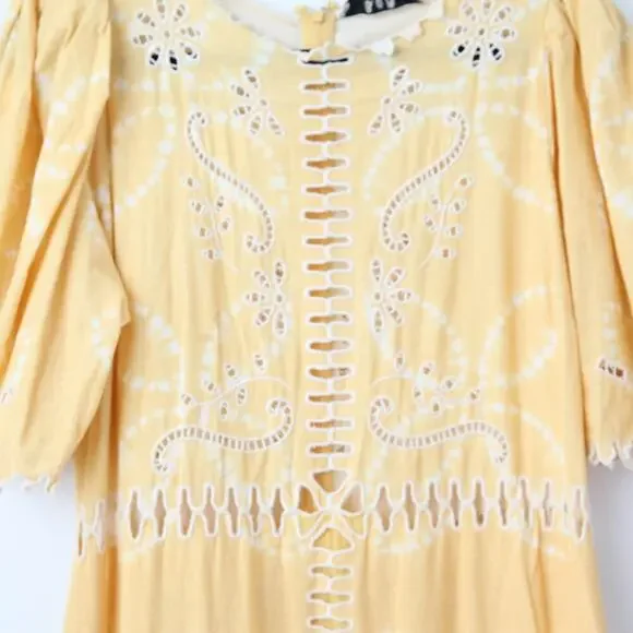 Sea New York Liat Embroidery Yellow Dress - Size 12 - Picture 7 of 9